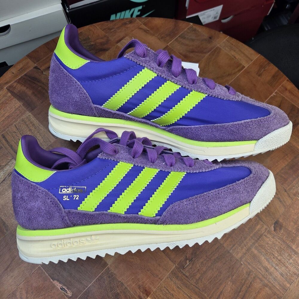 Adidas Men's SL 72 RS Originals Purple/Solar Slime Size 4.5 JQ0171 NEW